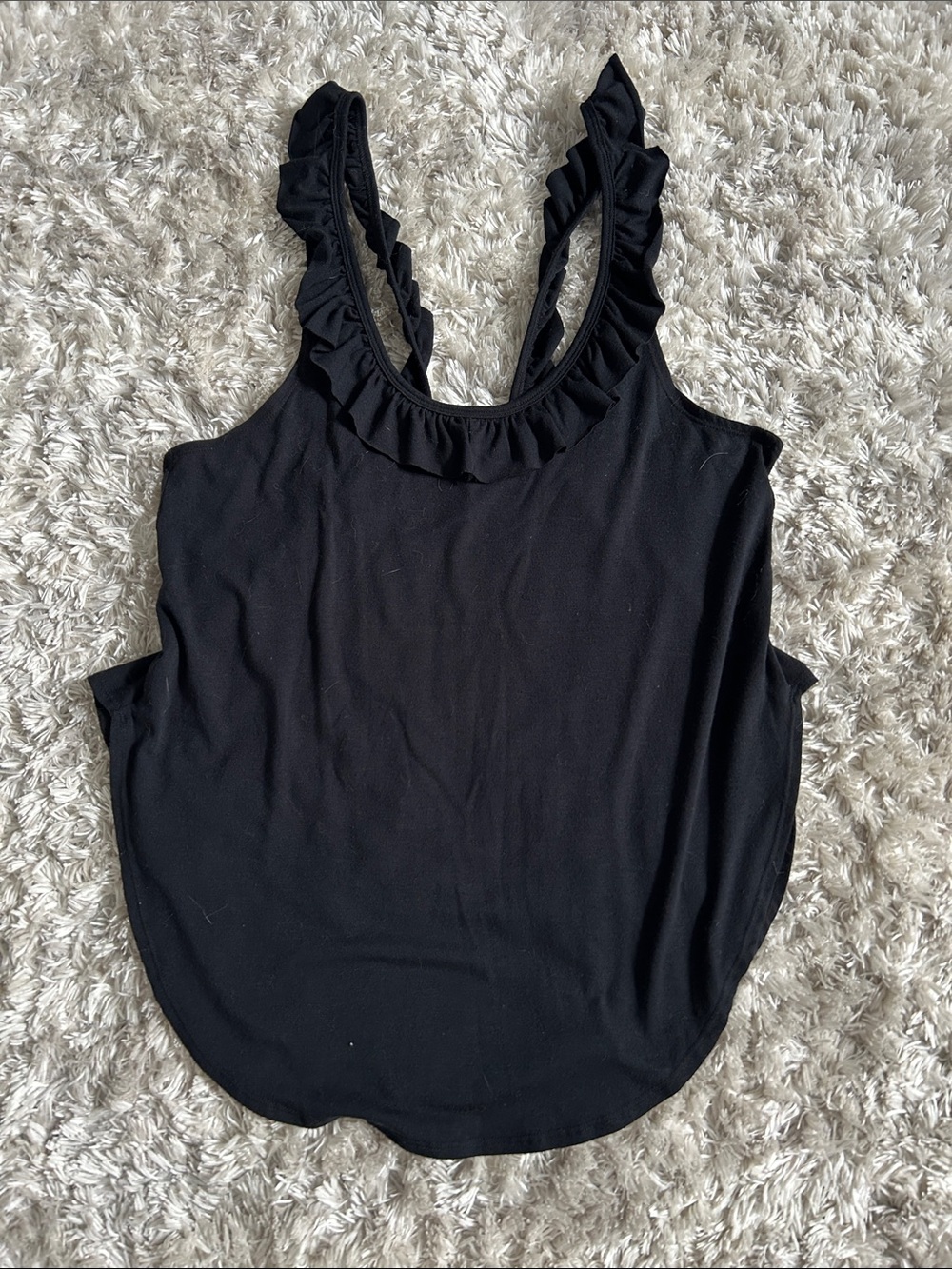 Glyder Black Ruffle-Trim Scoop Tank